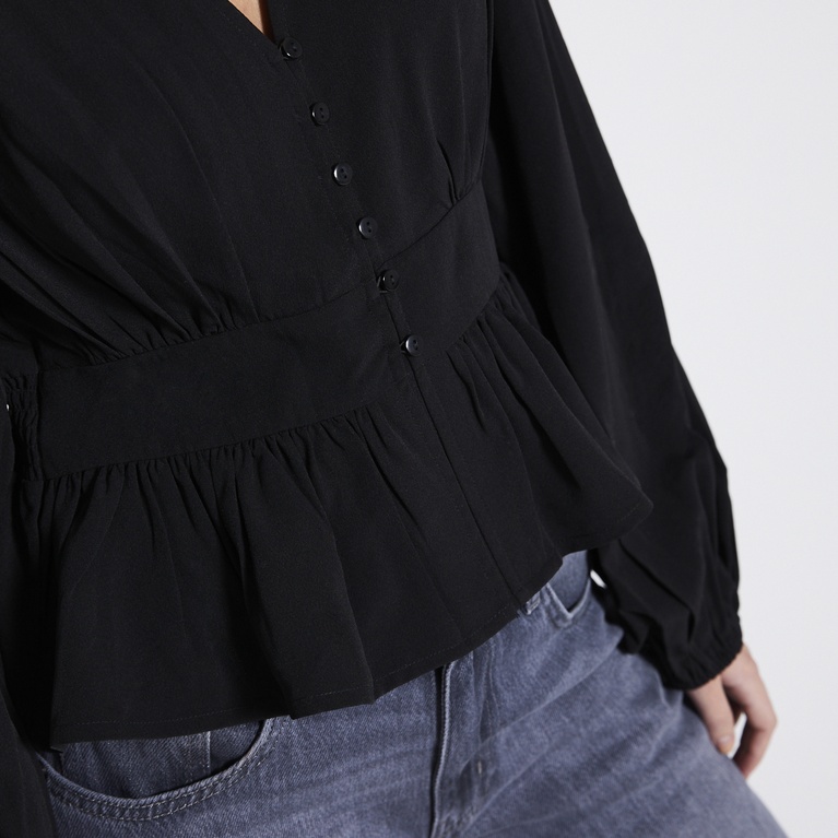 Sculpted peplum blouse "Gioa" Black